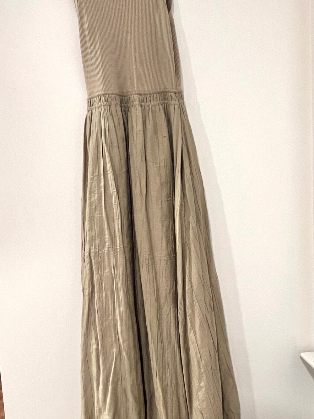 Rachel Zoe Taupe Ribbed Bodice Maxi Dress